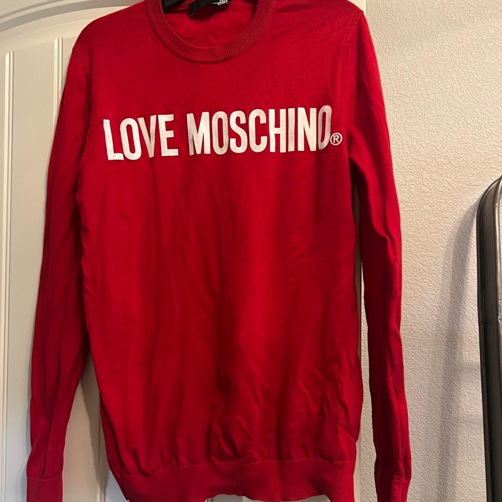 Love Moschino Bold Red Crewneck Sweater valentines